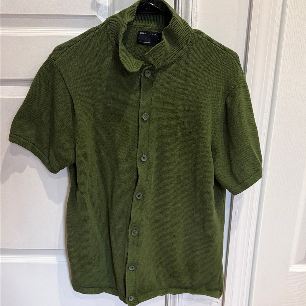 ASOS Green Short Sleeve Dress Shirt